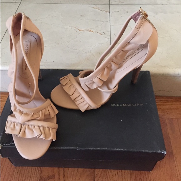 nude ruffle heels